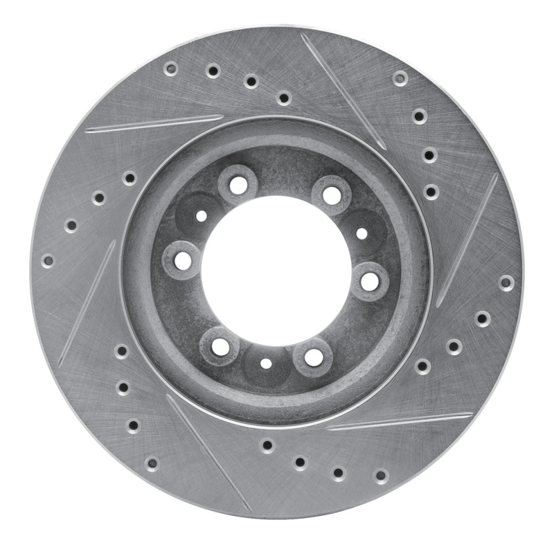 Acura SLX Brake Rotor (1) - Front Left - R1 Concepts - Drilled & Slotted - Silver - `92-`02